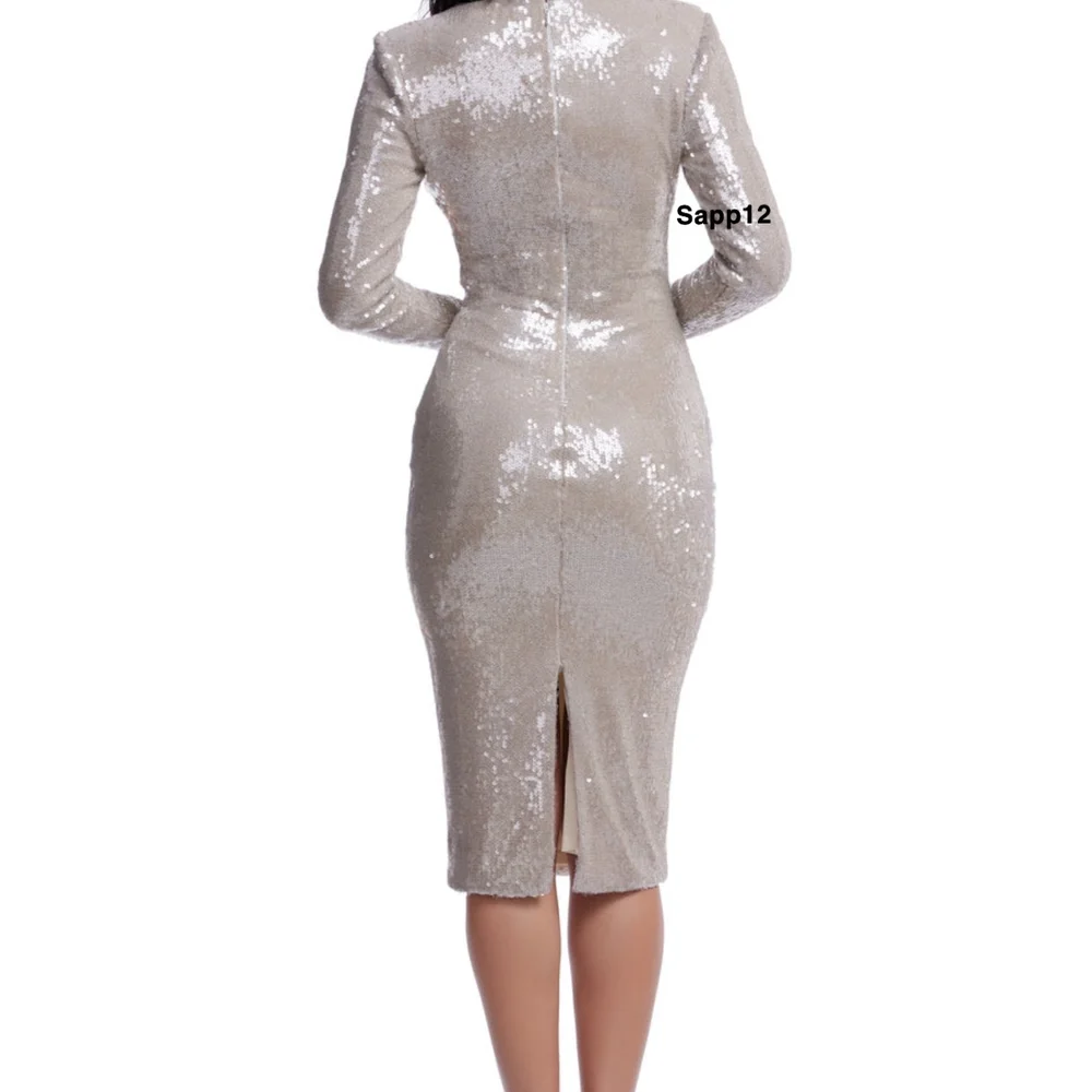 🆕 DRESS THE POPULATION EMMALYN  SEQUIN LONG SLEEVE BODY-CON DRESS - Picture 2 of 3